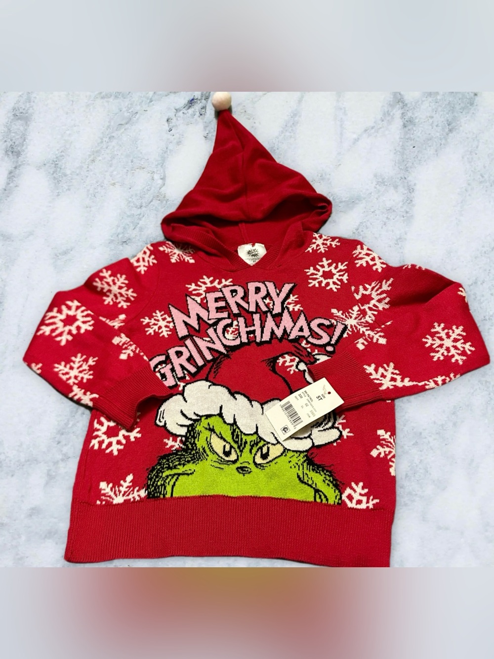 The Grinch kids Hooded Holiday Sweater - 'Merry Grinchmas!' 5T